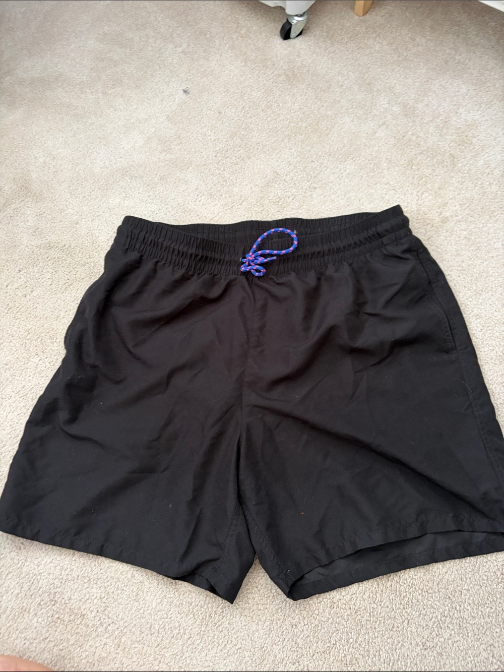 Old Navy Black Swim Trunks with Blue-Purple Drawcord